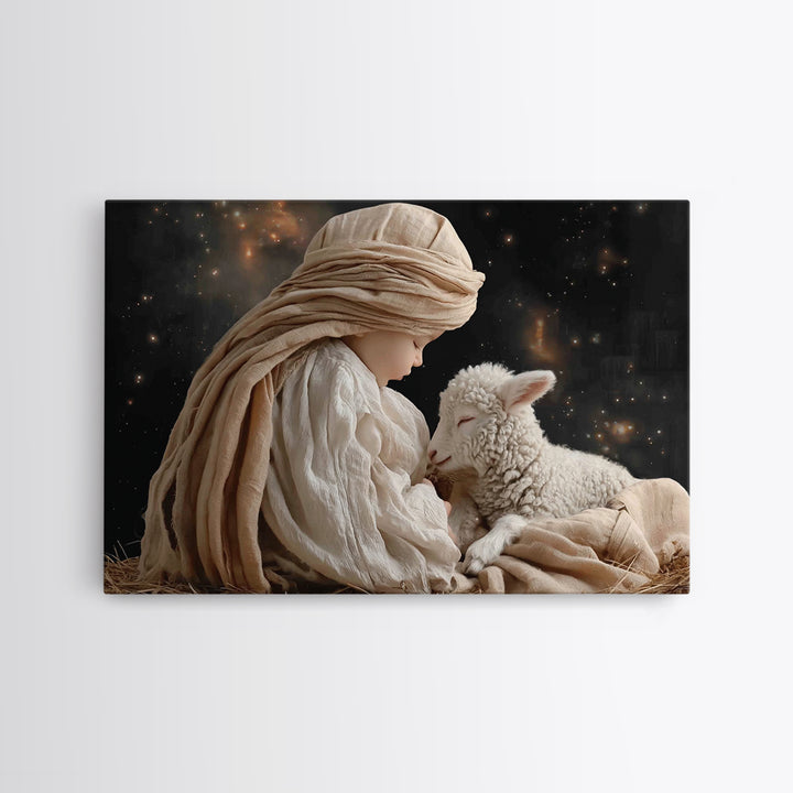 Blessed Dawn Family, Framed Canvas Print, Christian Christmas Art, Christian Art Canvas, Jesus Painting, Christian Wall Art, Christmas Art