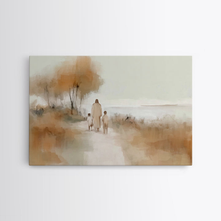 Autumn Walk Grace | Framed Canvas Print | Christian Art Canvas | Christian Wall Art | Jesus Painting | Christian Gift Ideas | Christian Art