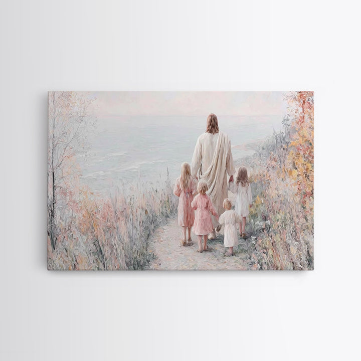 Walking In His Light, Framed Canvas Print, Christian Art Prints, Jesus Painting, Christian Wall Art, Christian Art Canvas, Christian Gift I