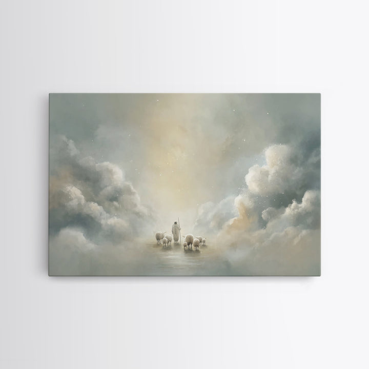 Cloudborne Peace – Framed Canvas Print – Minimalist Christian Art – Christian Art Canvas – Christian Wall Art – Subtle Christian Art – Chri