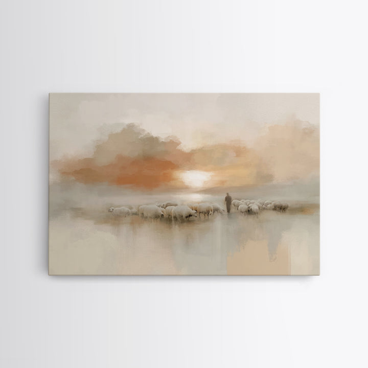 Pastoral Ember – Framed Canvas Print – Christian Wall Art – Christian Art Canvas – Jesus Painting – Subtle Christian Art – Christian Home D