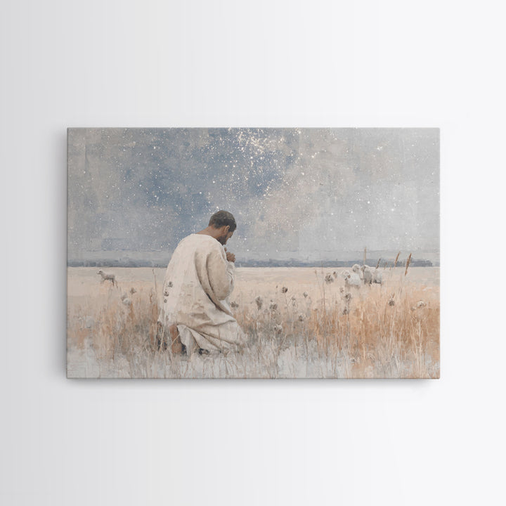Night Of Prayer – Framed Canvas Print – Christian Wall Art – Jesus Painting – Christian Art Canvas – Vintage Christian Art – Christian Gift