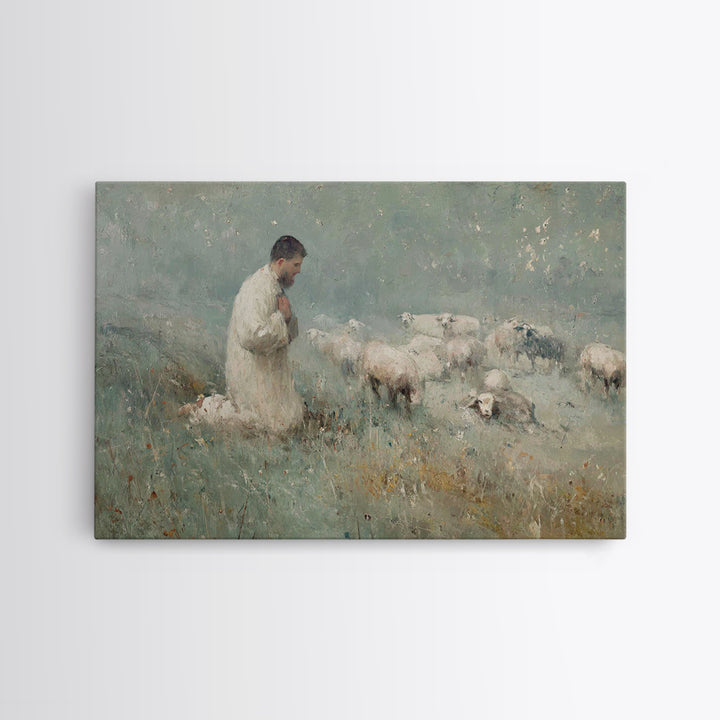 Meadow Prayer – Framed Canvas Print – Christian Art Canvas – Christian Wall Art – Subtle Christian Art – Christian Painting – Christian Gif