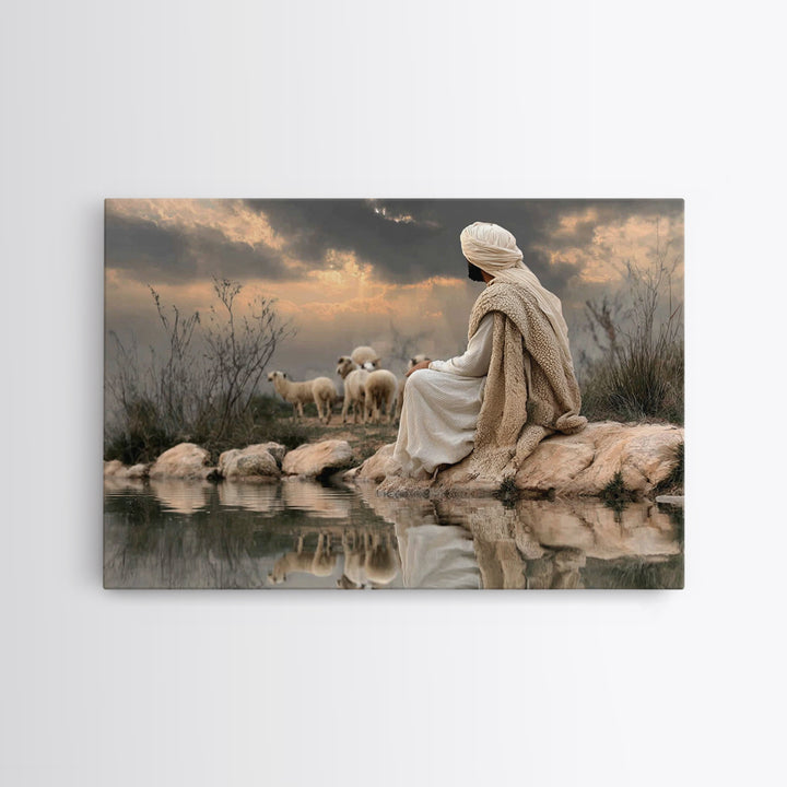 Still Waters Light – Framed Canvas Print – Christian Art Canvas – Christian Wall Art – Christian Painting – Modern Christian Art – Christia