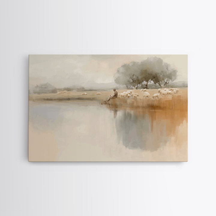 Still Waters Calling, Framed Canvas Print, Christian Wall Art, Christian Art Canvas, Christian Christmas Art, Modern Christian Art, Jesus P