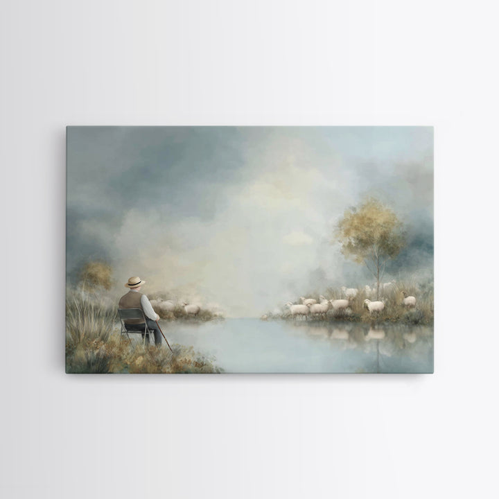 Quiet Meadow Watch – Framed Canvas Print – Christian Art Canvas – Christian Wall Art – Christian Gift Ideas – Christmas Art – Jesus Paintin