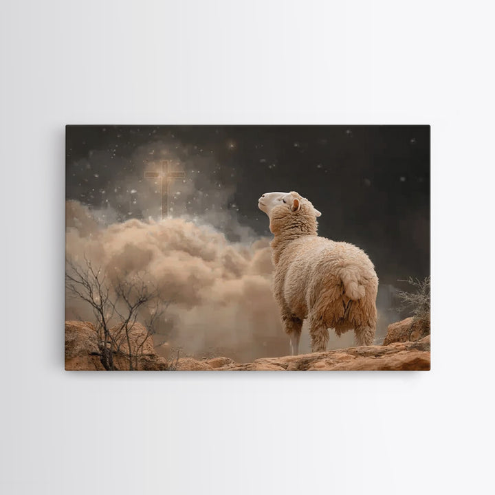 Faithful Pasture Light | Framed Canvas Print | Jesus Painting | Christian Wall Art | Christian Gift Ideas | Christian Art Canvas | Christma