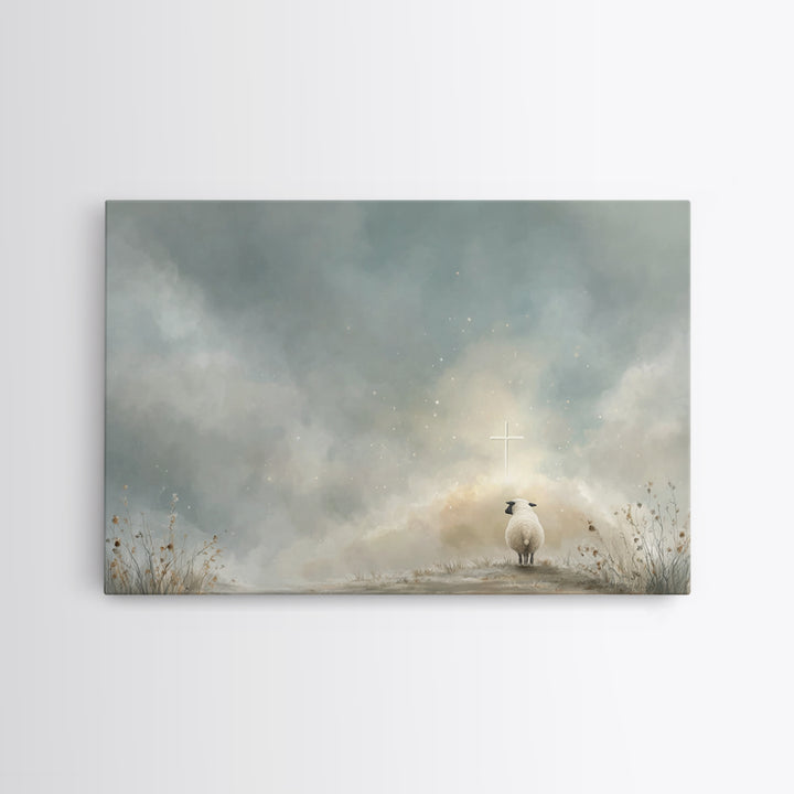 Starward Lamb Journey – Framed Canvas Print – Christian Wall Art – Christian Christmas Art – Christian Art Canvas – Jesus Painting – Modern