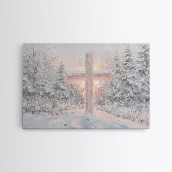 Snowlit Savior Light, Framed Canvas Print, Christian Art Canvas, Christian Christmas Art, Christian Wall Art, Christian Gift Ideas, Modern