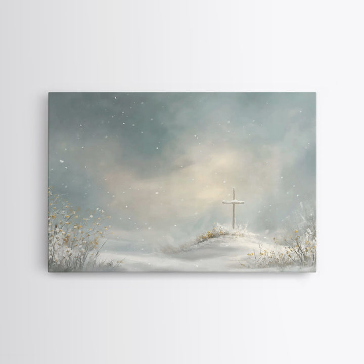 Peaceful Winter Hill | Framed Canvas Print | Christian Wall Art | Christian Art Canvas | Subtle Christian Art | Christian Gift Ideas | Chri