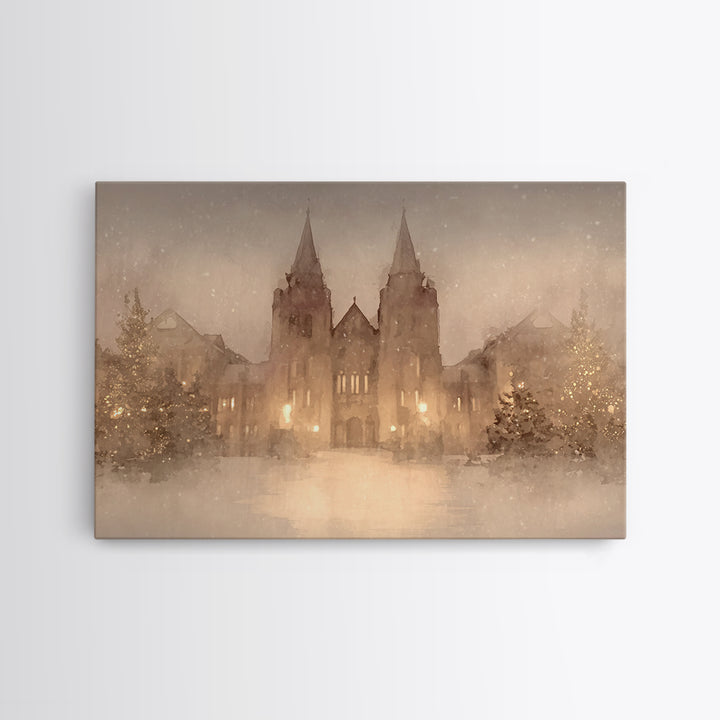 Cathedral Christmas Glow | Framed Canvas Print | Christmas Wall Art | Christian Christmas Art | Christian Art Canvas | Framed Christmas Art