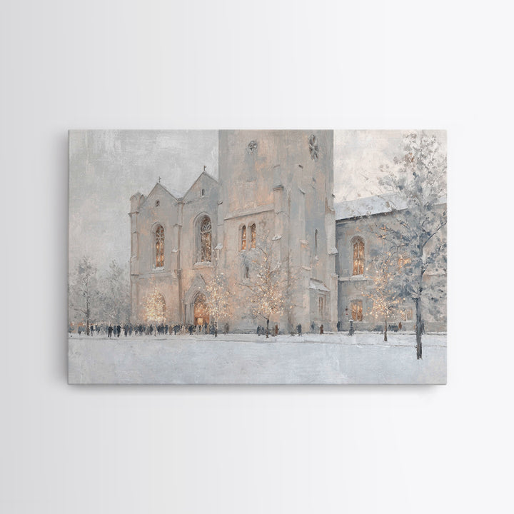 Evening Mass Arrival – Framed Canvas Print – Christmas Wall Art – Christian Art Canvas – Christian Christmas Art – Framed Christmas Art – C