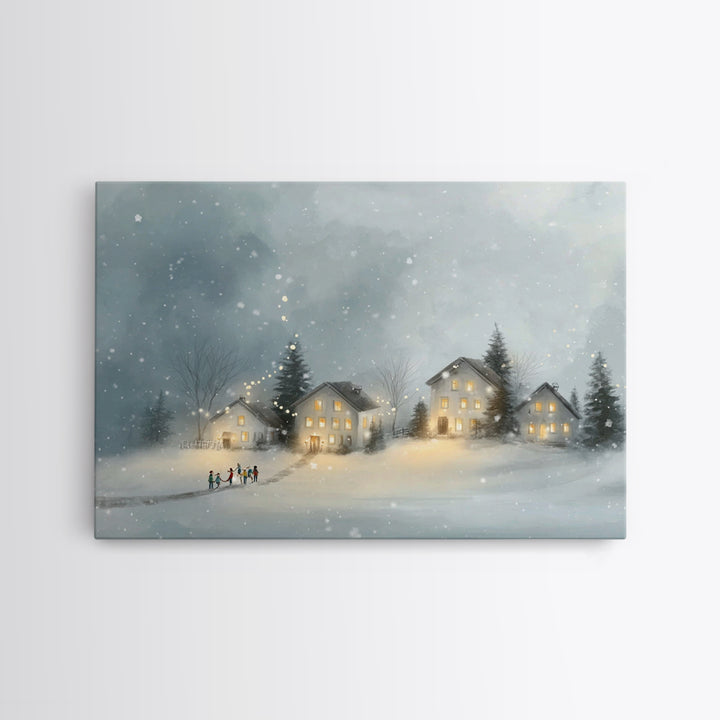 Winter Village Joy – Framed Canvas Print – Christmas Wall Art – Christian Christmas Art – Christmas Art Prints – Christian Decor – Framed C