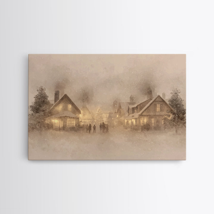 Village Noel Peace | Framed Canvas Print | Christmas Wall Art | Framed Christmas Art | Christian Christmas Art | Christmas Art Prints | Chr