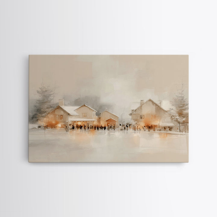 Festive Hearth Lane, Framed Canvas Print, Christmas Wall Art, Framed Christmas Art, Christian Christmas Art, Christmas Art Prints, Christia