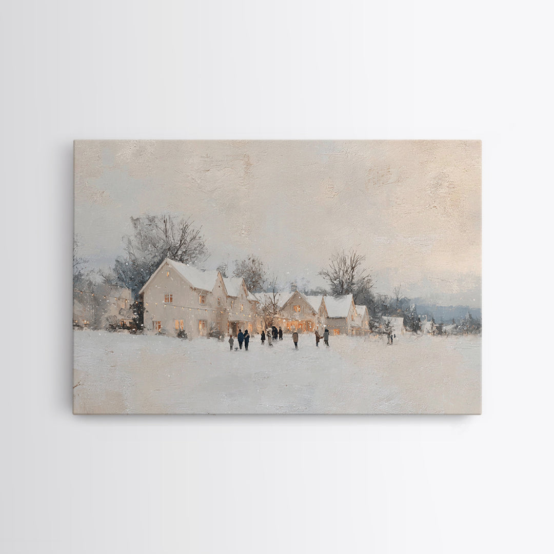 Snowy Village Cheer – Framed Canvas Print – Christian Christmas Art – Christmas Wall Art – Christmas Art Prints – Framed Christmas Art – Ch