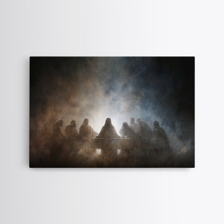 Heavenly Supper Light – Framed Canvas Print – Christian Wall Art – Jesus Painting – Christian Art Canvas – Christian Christmas Art