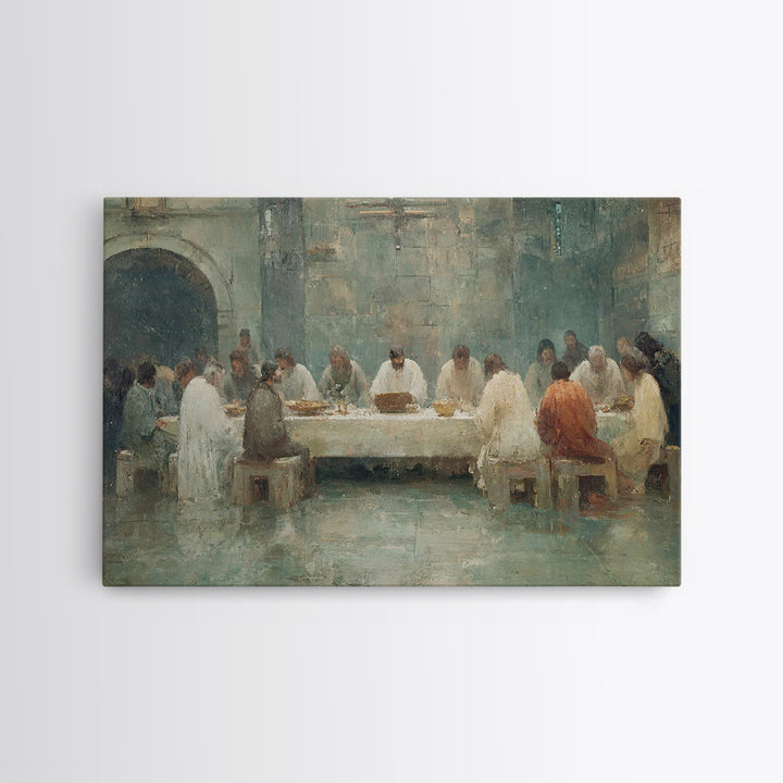 Starlit Holy Banquet | Framed Canvas Print | Christian Wall Art | Christian Art Canvas | Jesus Painting | Modern Christian Art | Christmas
