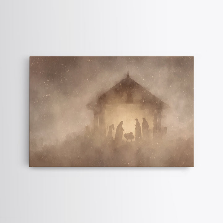 Holy Manger Night | Framed Canvas Print | Christian Wall Art | Christian Christmas Art | Christmas Art | Christian Art Canvas | Jesus Chris