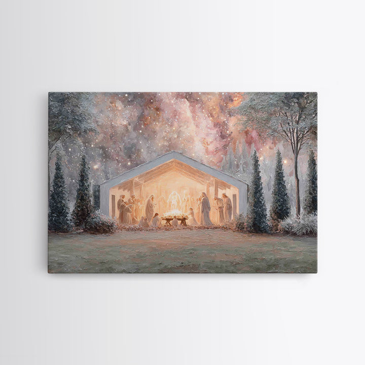 Glory In The Stable – Framed Canvas Print – Christmas Art – Christian Wall Art – Jesus Christmas Art – Christian Art Canvas – Christian Chr
