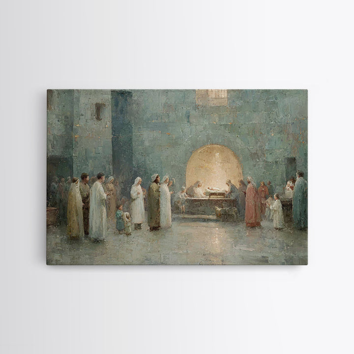 Bethlehem Gathering, Framed Canvas Print, Christian Wall Art, Christian Christmas Art, Christmas Art, Christian Art Canvas, Christian Decor