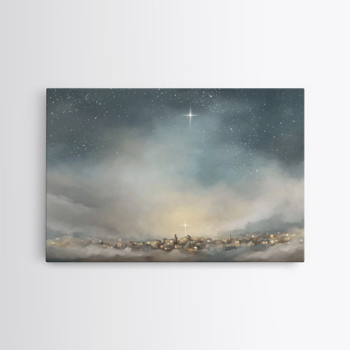 Guiding Star Over Bethlehem | Framed Canvas Print | Christmas Art | Christian Wall Art | Christian Christmas Art | Christian Art Canvas | C