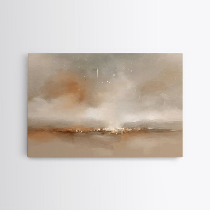 Silent Bethlehem Glow – Framed Canvas Print – Christmas Art – Christian Wall Art – Christian Christmas Art – Christian Art Canvas – Christm