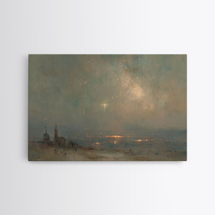 Horizon Star Promise, Framed Canvas Print, Christian Wall Art, Christian Art Canvas, Christmas Art, Christian Christmas Art, Subtle Christi