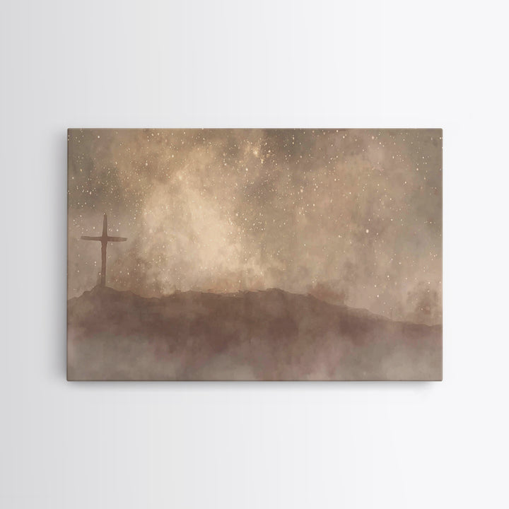 Cross Above The Hills | Framed Canvas Print | Christian Wall Art | Christian Art Canvas | Christian Art | Christian Gift Ideas | Christian