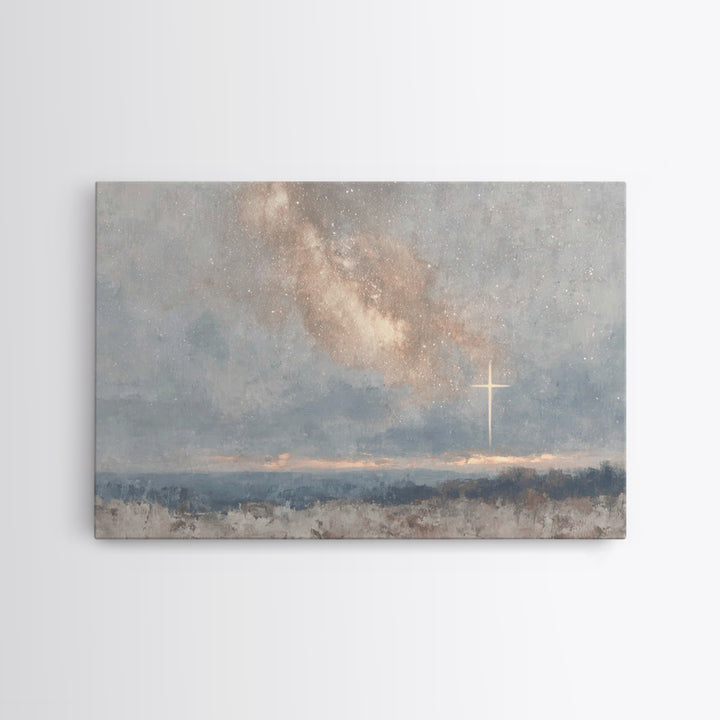 Celestial Cross Light – Framed Canvas Print – Christian Wall Art – Christian Art Canvas – Christian Art – Christian Painting – Christian Gi
