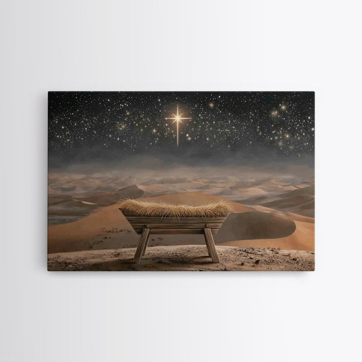 The Waiting Manger – Framed Canvas Print – Christian Wall Art – Christian Art Canvas – Christmas Art – Jesus Christmas Art – Christian Chri