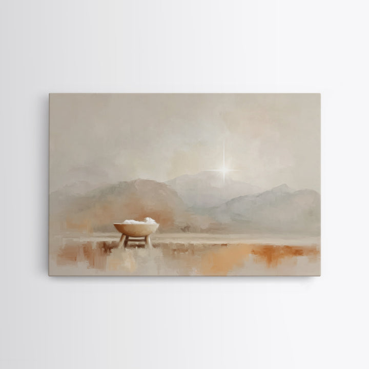 Holy Dawn Cradle, Framed Canvas Print, Christian Wall Art, Christian Art Canvas, Christmas Art, Christian Christmas Art, Christian Gift Ide