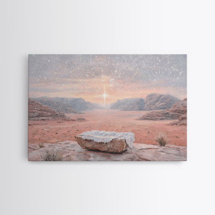 Nativity Sky Wonder, Framed Canvas Print, Christian Wall Art, Christian Art Canvas, Christmas Art, Jesus Christmas Art, Christian Christmas