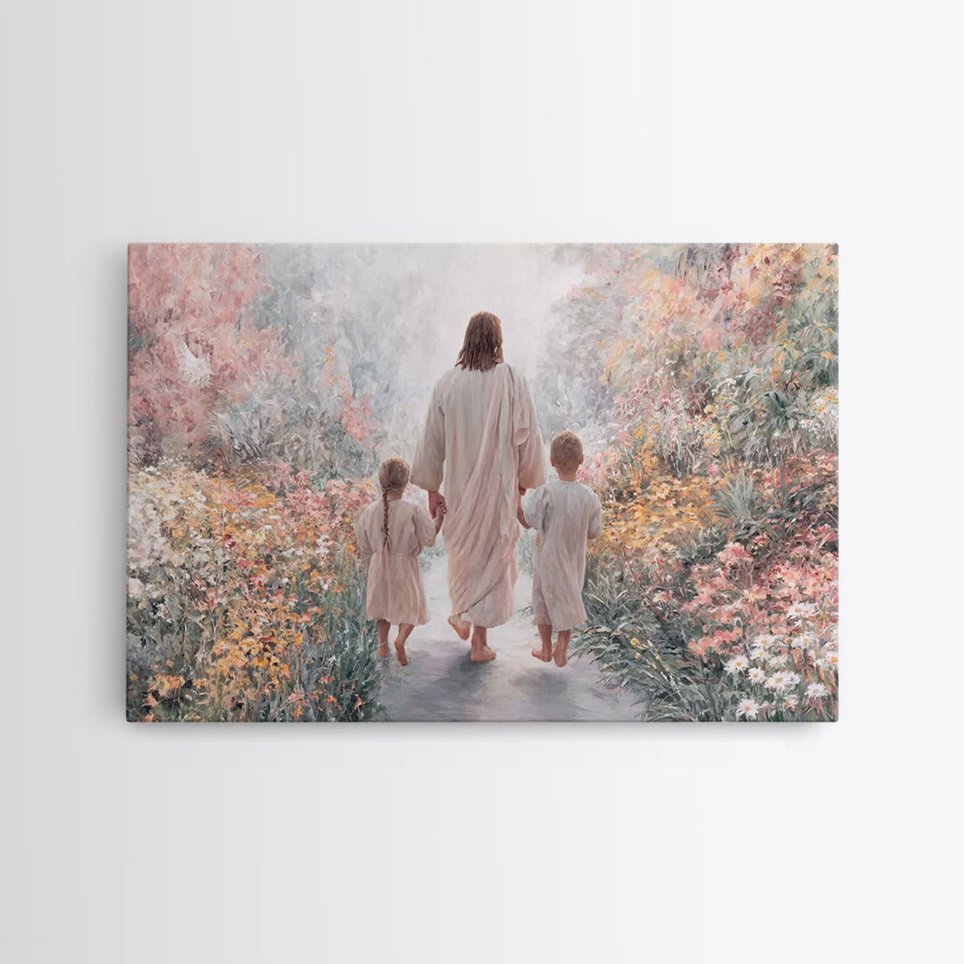 Garden Path Savior – Framed Canvas Print – Christian Wall Art – Christian Art Canvas – Christian Paintings – Christian Art – Christian Gift