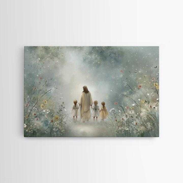 Blossoms Of Heaven, Framed Canvas Print, Christian Art Print, Jesus Painting Canvas, Subtle Christian Art, Christian Wall Art, Christian Gi