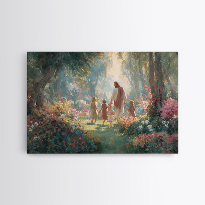 Radiant Garden Grace – Framed Canvas Print – Christian Art Canvas – Jesus Painting – Christian Decorations – Modern Christian Art – Christi