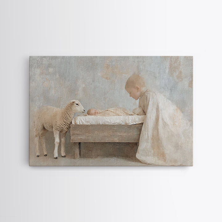 Divine Birthlight, Framed Canvas Print, Christian Art Canvas, Jesus Painting, Christian Christmas Art, Framed Christmas Wall Art, Christian