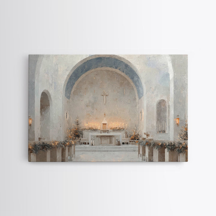 Evergreen Sanctuary | Framed Canvas Print | Christian Wall Art | Christmas Art Prints | Christian Art Canvas | Modern Christmas Art | Chris