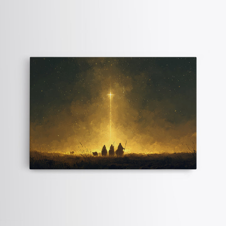 Guiding Star Path – Framed Canvas Print – Christmas Art Prints – Christian Art Canvas – Christian Christmas Decor – Modern Christmas Art –