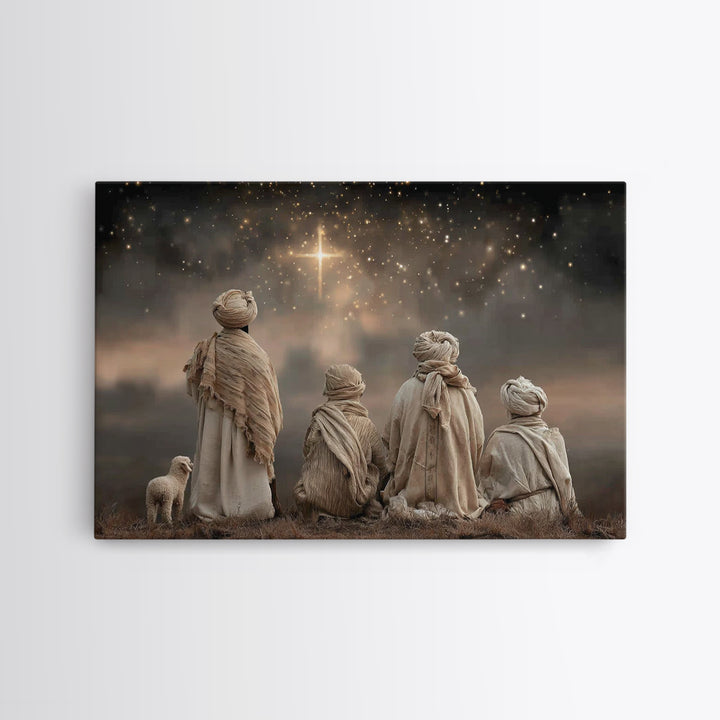 Shepherds In Awe | Framed Canvas Print | Christian Christmas Art | Christmas Wall Art | Framed Christmas Art | Christian Art Canvas | Chris