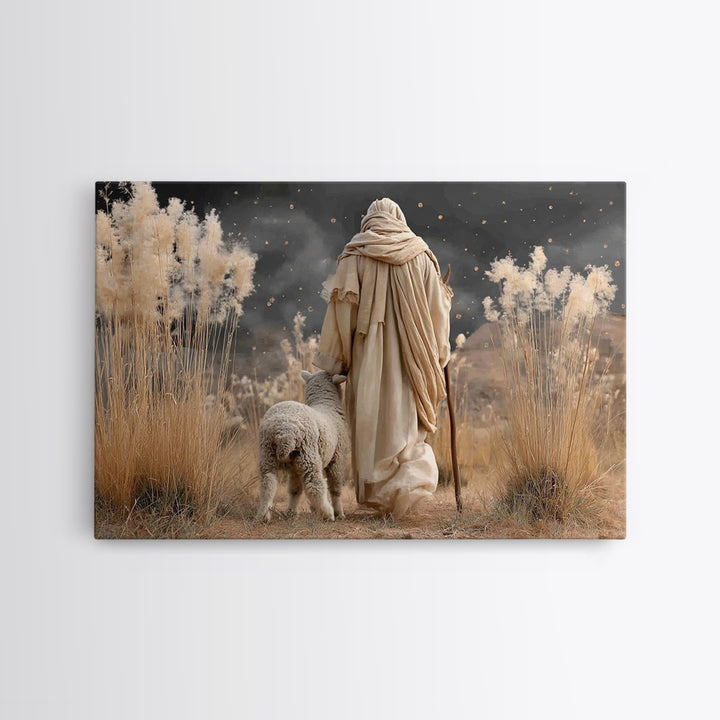 Silent Shepherd Walk – Framed Canvas Print – Christian Art Canvas – Jesus Painting – Christian Decor – Subtle Christian Art – Christian Wal