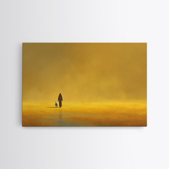Golden Field Grace | Framed Canvas Print | Minimalist Christian Art | Christian Art Canvas | Jesus Painting Canvas | Christian Decor For Ho