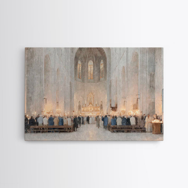 Holy Gathering – Framed Canvas Print – Christian Art Prints – Christian Wall Art – Subtle Christian Paintings – Christian Christmas Art – F