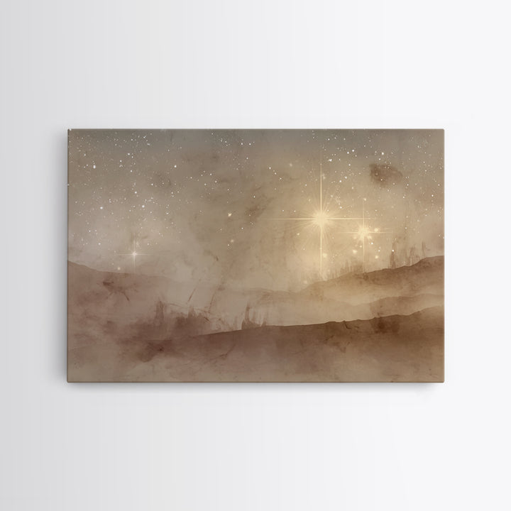 Desert Nativity Sky | Framed Canvas Print | Christmas Art | Christian Art Work | Christian Wall Art | Christian Christmas Decorations | Chr