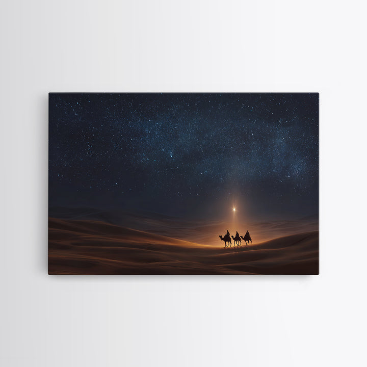 Desert Night Wonder | Framed Canvas Print | Christian Christmas Art | Christian Wall Art | Christian Art Print | Christmas Canvas Wall Art