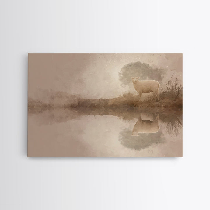 Lamb Of Peace, Framed Canvas Print, Christian Art Print, Christian Wall Art, Christian Decor For Home, Christian Gift, Subtle Christian Art