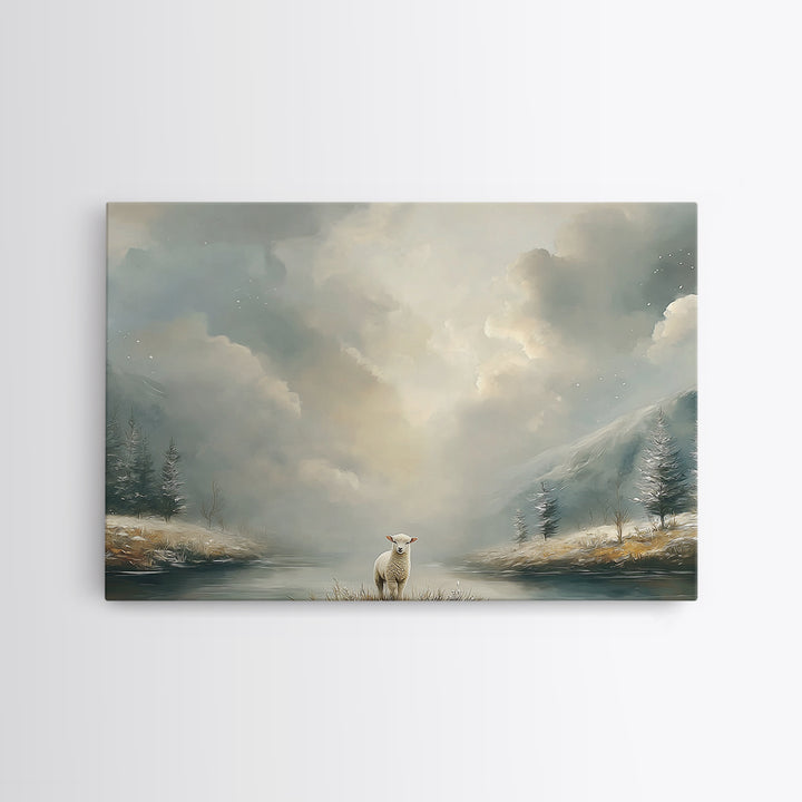 Quiet Shepherd Lamb | Framed Canvas Print | Christian Art Canvas | Christian Wall Art | Christian Art Print | Christian Gift Ideas | Christ