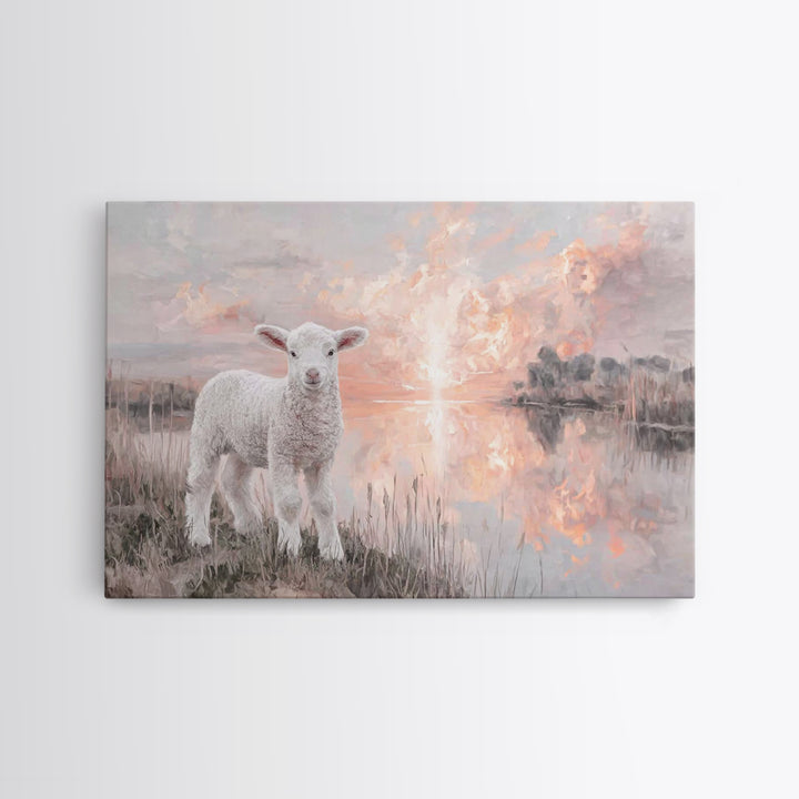 Dawn Of The Lamb – Framed Canvas Print – Christian Wall Art – Christian Art Canvas – Christian Decor – Christian Gift Ideas – Subtle Christ
