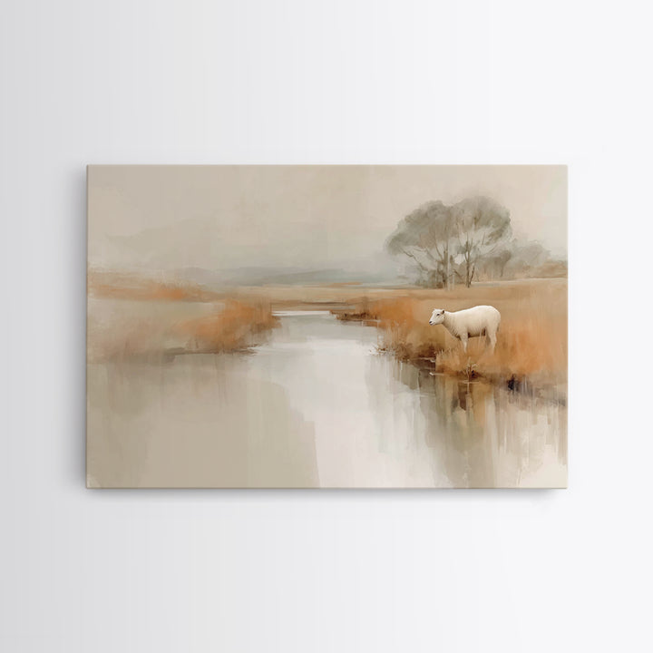 Dawn Meadow Grace, Framed Canvas Print, Christian Art Canvas, Christian Wall Art, Modern Christian Art, Christian Painting