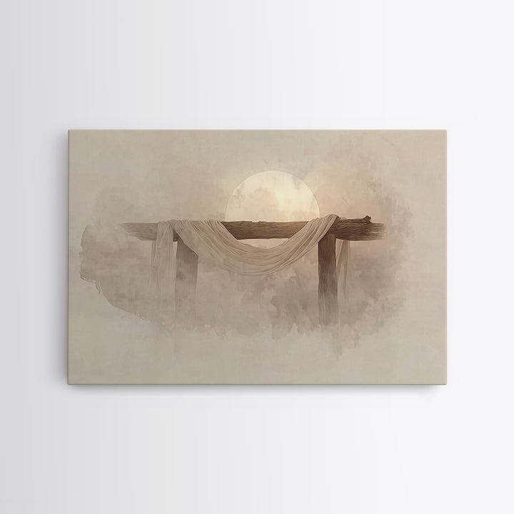 Eternal Morning Cross | Framed Canvas Print | Christian Painting | Christian Art Canvas | Christian Wall Art | Modern Christian Art
